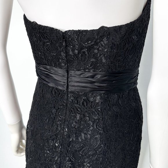 Theia Strapless Shimmer Lace Sweetheart Neckline Mini Dress in Black Size 4 - Picture 10 of 14